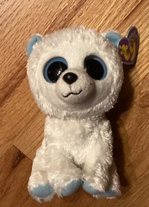 Ty TUNDRA Oso Polar Beanie Boo 6" - Ojos Sólidos, Etiqueta Corazón Púrpura (arrugado) - Imagen 1 de 6