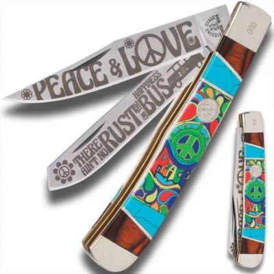 Kissing Crane Peace and Love Trapper Pocket Knife | Closed Length 4" - Image 1 of 4