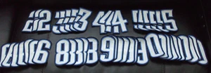 Lot Embroidered Applique Iron On Patch Sew Number Height 5" White Black Blue - Picture 1 of 1