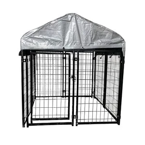 ALEKO Dog Kennel 5 x 5 x 3 ft Chain Link Pet Exercise Play Pen Fence with Roof - Picture 1 of 12