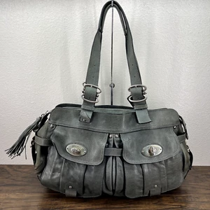 Hugo Boss Handbag Satchel Large Gray Leather Pockets Zip Top Double Handles Bag - Picture 1 of 15