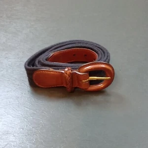 Talbots Women's Belt Size XXL Blue Woven Brown Leather Tip 6212 - Picture 1 of 10