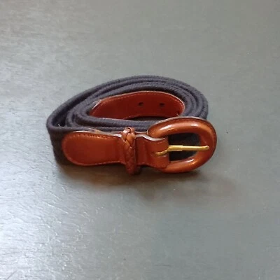 Talbots Women's Belt Size XXL Blue Woven Brown  Leather Tip 6212 - Image 1 of 4