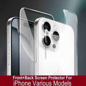 For iPhone 16 15 14 13 12 11 7 8 Front+Back 360?Screen Protector Tempered Glass - Picture 1 of 16