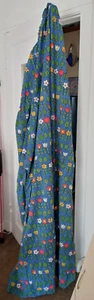 Gardine Vorhang Tür blau bunt Blumen 60er 70er Gardinenband Kräuselband Vintage - Bild 1 von 7