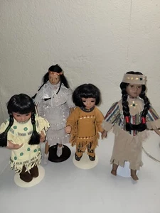 Porcelain Native American Dolls Lot Of 4 - Picture 1 of 11