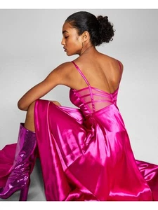 BLONDIE NITES Womens Pink Open Back Sleeveless Maxi Formal Gown Dress Juniors 3 - Picture 1 of 4