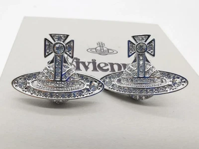 Pendientes Vivienne Westwood Plata Cristal Orbe Pendientes Regalo NUEVO EN Caja E521 Foto 1 de 4