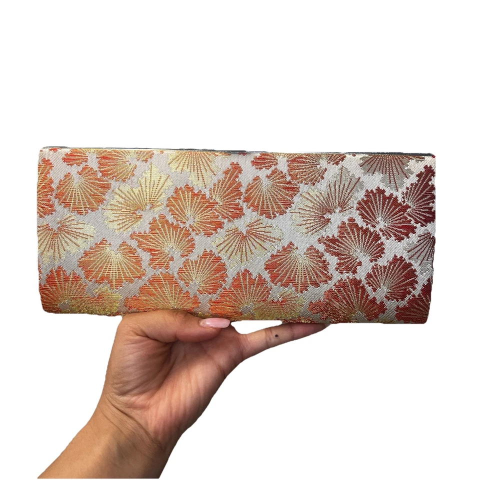 Bolso sin asas vintage años 90 único en su tipo estilo kimono japonés naranja y beige hecho a mano Foto 1 de 4