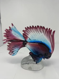 VINTAGE Murano Multicolor Glass Fish Original Sticker Italy Beta Fish !! - Picture 1 of 13