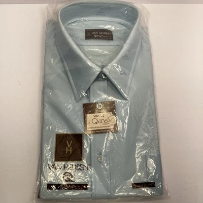 Van Q by Van Heusen shirt - 17 - Short Sleeves Vintage - 100% Qiana Nylon - Image 1 of 4