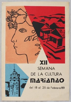 Póster serigrafía vintage 12 semanas anuales de la cultura Mariano Habana Cuba 1989 Foto 1 de 3