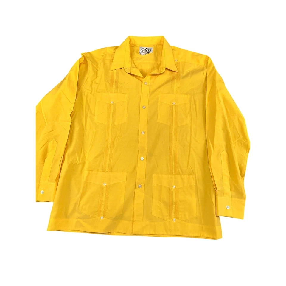 Camisa Guayabera Amarilla Para Hombre Renato Collezione Estilo Mexicano Extra Grande XL Foto 1 de 4