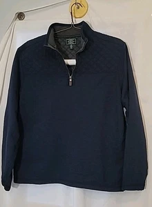 G. H. Bass Co. Men's Pullover Sweater/Shirt L/ 1/4 Zip Long Sleeve Navy  - Picture 1 of 5