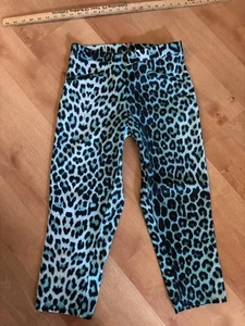 LUCKY 13 Apparel LEOPARD cheetah CAPRI pants ROCKABILLY punk BLUE Y2K Vintage 27 - Picture 1 of 15