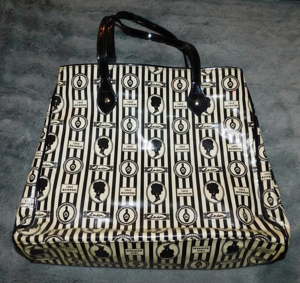 Bolso de Mano Lulu Guinness Negro y Marfil-Blanco London Silhouette, Cartera Grande Foto 1 de 4