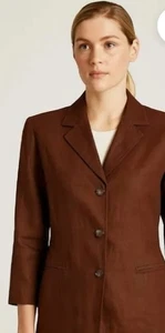Chaqueta Blazer Kate Hill Otoño Marrón Chocolate Forrada Lino Mujer 8P Oficina Carrera - Imagen 1 de 4