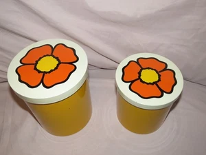 Juego de Bote Amarillo Floral MCM De Colección Flor Naranja Lata - Imagen 1 de 4