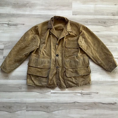 Vtg 1940s /1950s Hunting Fishing Outdoors Jacket Chore Coat Corduroy Collar - Image 1 of 4