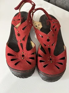 Jambu Clementine Sandals 8 Red Leather Mary Jane Adventure Designs - Picture 1 of 8