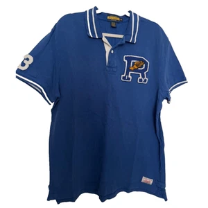 Ralph Lauren Rugby Polo Shirt Mens XXL Blue Embroidered R Wing Patch IV #13 EUC - Picture 1 of 6