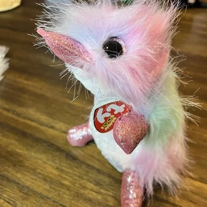 Ty Beannie Boo Plüschtier Stofftier 6 Zoll Petunie Regenbogen Rosa Glitzer - Bild 1 von 4