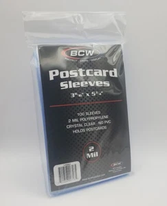 (Pack of 100) BCW Standard Size Postcard Sleeves Archival Quality No PVC 2 Mil - Picture 1 of 3