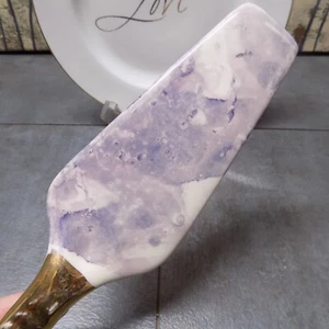 VTG Porcelain Pie Wedding Cake Server Gold gilded and Purple water color 9" - Picture 1 of 7