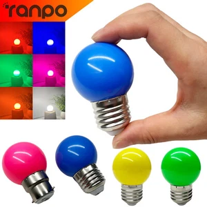 Coloured LED Light G45 Bulbs E27 B22 2W Red Yellow Blue White Decor 240V 220V - Picture 1 of 28