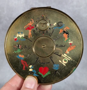 VINTAGE 1950s EVANS LE RAGE DIAL A DATE RENDEVOUS LARGE POWDER COMPACT RARE - Bild 1 von 6