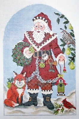Needlepoint Handpainted Christmas Kelly Clark Santa Claus 6x10 - Image 1 of 4
