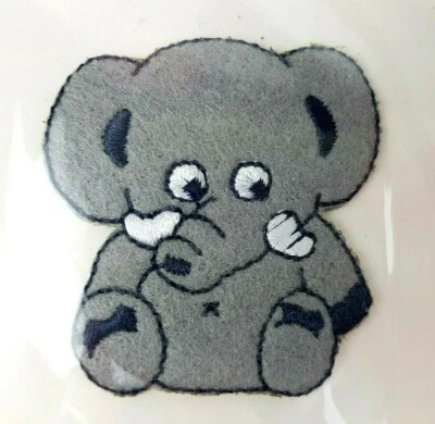 Elephant Iron On Applique Children Babies Baby Clothing 1.5" Gray Patch - Image 1 of 2