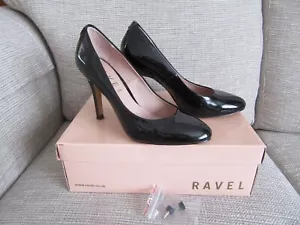 Ravel Women's Shoes Black Patent PU Court Heels Size 37 EU /4 UK - Picture 1 of 10