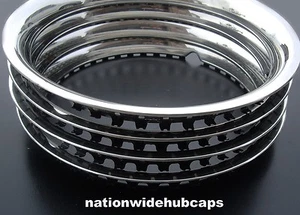 Set 4 15" STAINLESS TRIM RINGS BEAUTY BANDS GLAMOUR WHEEL STEEL WHEELS LUG RIMS - Picture 1 of 6