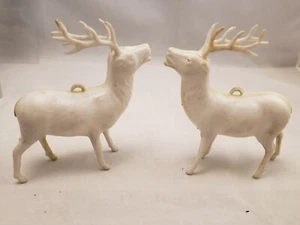 2 Vintage Christbaumschmuck Rentier aus Hartplastik - Bild 1 von 5