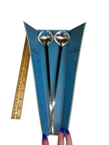 Tanaquil (Tuja) 1950s Serving Spoons by Magnus Stephensen for Georg Jensen W/box - Picture 1 of 12