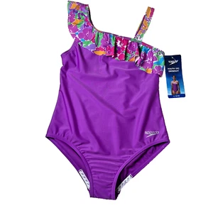 Speedo Youth Girls 1-Piece Swimsuit UPF 50+ Chlorine Resistant Purple Large - Picture 1 of 11