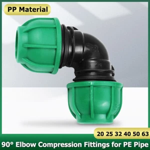 MDPE Compression Fittings 90° Elbow Water Pipe Connector Coupling 20mm to 63mm - Picture 1 of 16