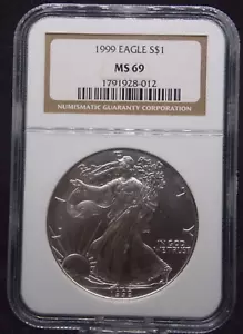 1999 American Silver 1oz Eagle NGC MS69 #351 Bullion Silver - Picture 1 of 3