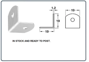 19mm X 19mm SOPORTE ÁNGULO PEQUEÑO FIJACIÓN FORMA L UNIÓN ESQUINA REPARACIÓN SOPORTE METAL - Imagen 1 de 3