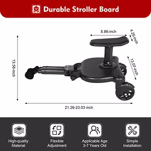 Stroller Board Universal 2in1 Stroller Ride Board Buggy Wheeled Board Seat Pedal - Picture 1 of 16