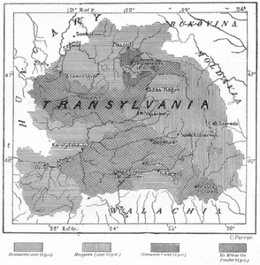 TRANSYLVANIA. Linguistic Kelety Karoly, sketch map c1885 old antique chart - Picture 1 of 1