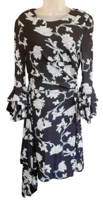 Vestido Diane Von Furstenberg Verde Floral Manga Campana Cuello Redondo L Grande Foto 1 de 4