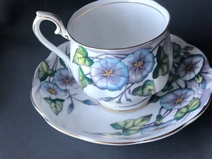 Vintage Royal Albert Bone China Cup Saucer Flower of the Month #9 Morning Glory - Picture 1 of 5