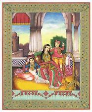 Sikh Miniature Painting Of Sikh Maharani Seated With Two Kids Fine Art On Paper