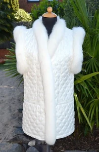 A5347 MIKROFASER WESTE MIT FUCHS BESATZ PELZWESTE ECHT PELZ - VEST FOX TRIM - Bild 1 von 14