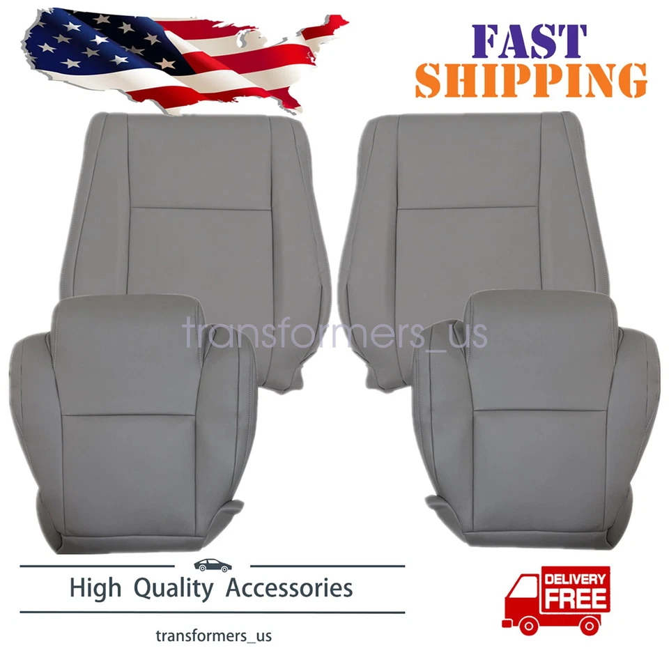 For 2007-2013 Toyota Tundra Sequoia Driver / Passenger Leather Seat Cover Gray — 第 1/4 张图片