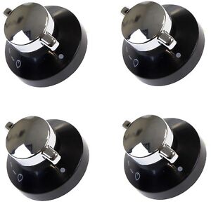4 x Oven Gas Control Knobs Hob Cooker Switch Chrome Black Silver For New World