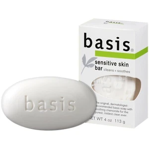 basis SENSITIVE SKIN SOAP BAR Cleans + Soothes Leaves Skin Clean Calm & Comfort - Picture 1 of 2