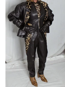 Womens Leather Pants Suit Jacket 6 Black SOFT Lambskin Lillie Rubin 80s 90s Rare - Picture 1 of 24